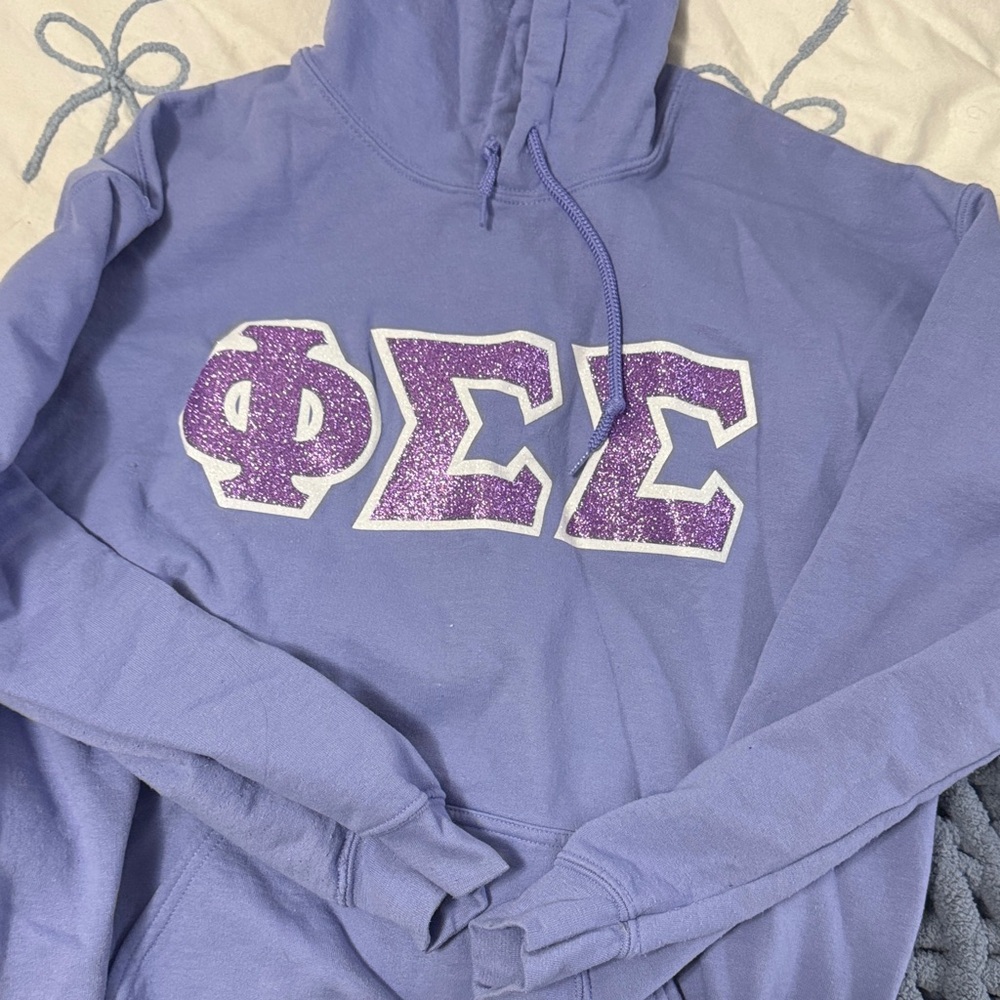 Sparkly Purple Phi Sigma Sigma Letter Hoodie